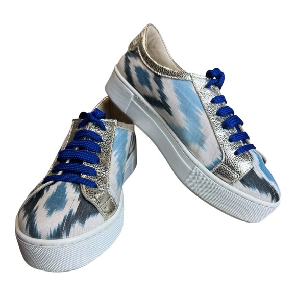 Baldiz Ikat Abstract Print Gold Metallic Sneakers Size 38 (US 8) - Picture 1 of 13